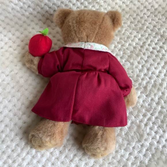 Artapower Plush Teacher Bear w Glasses and Apple in Red Dress Stuffed Animal Toy - Picture 4 of 12